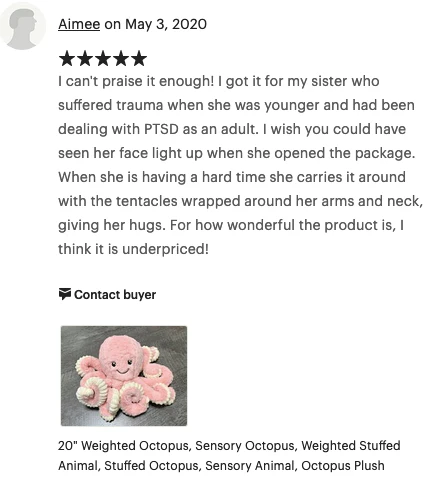 20-inch Weighted Octopus, up to 3lbs, Mauve Pink - Image 9