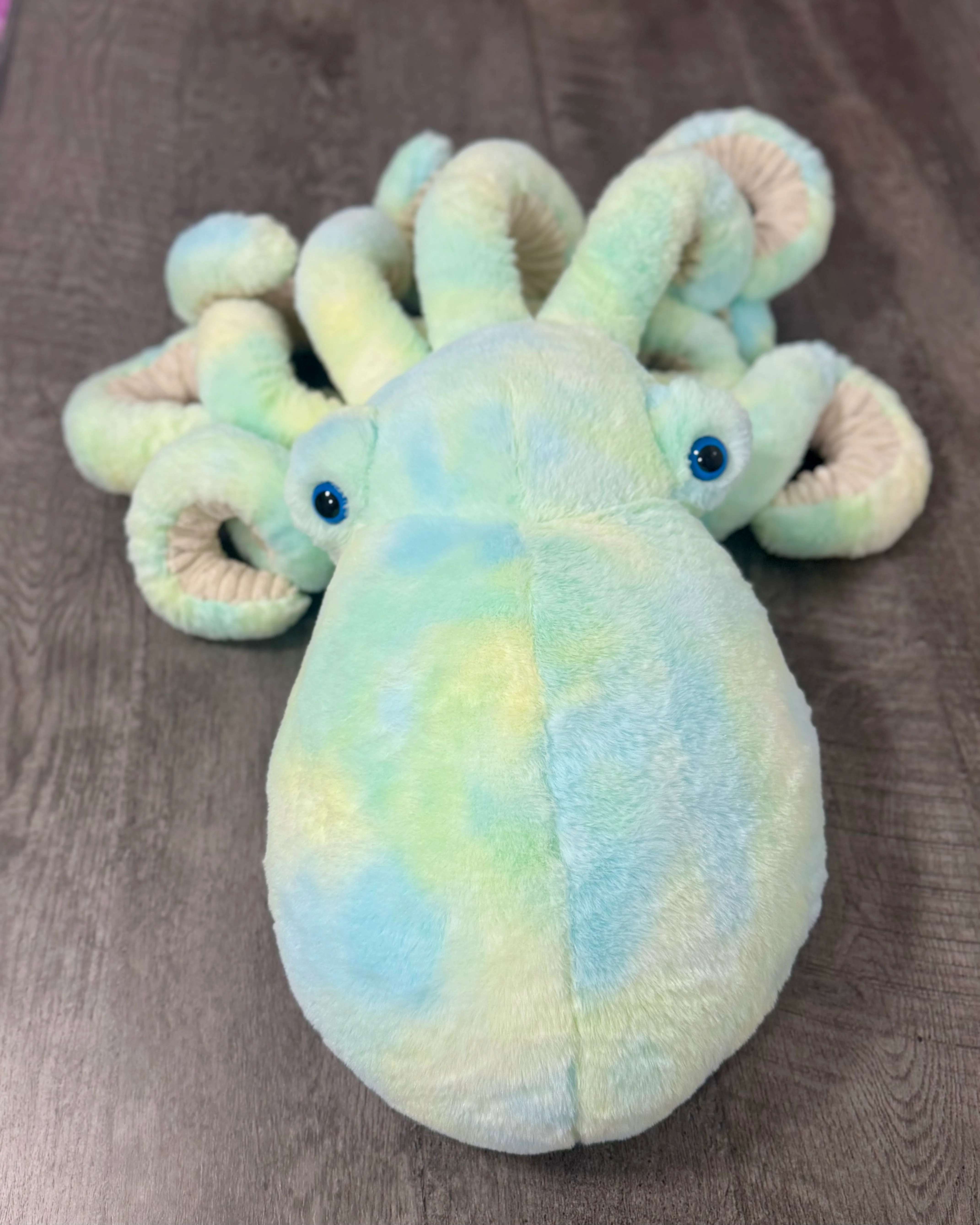 Giant Weighted Octopus – Seafoam Watercolor (Blue/Green/Yellow) Custom 8–12 lbs - Image 4