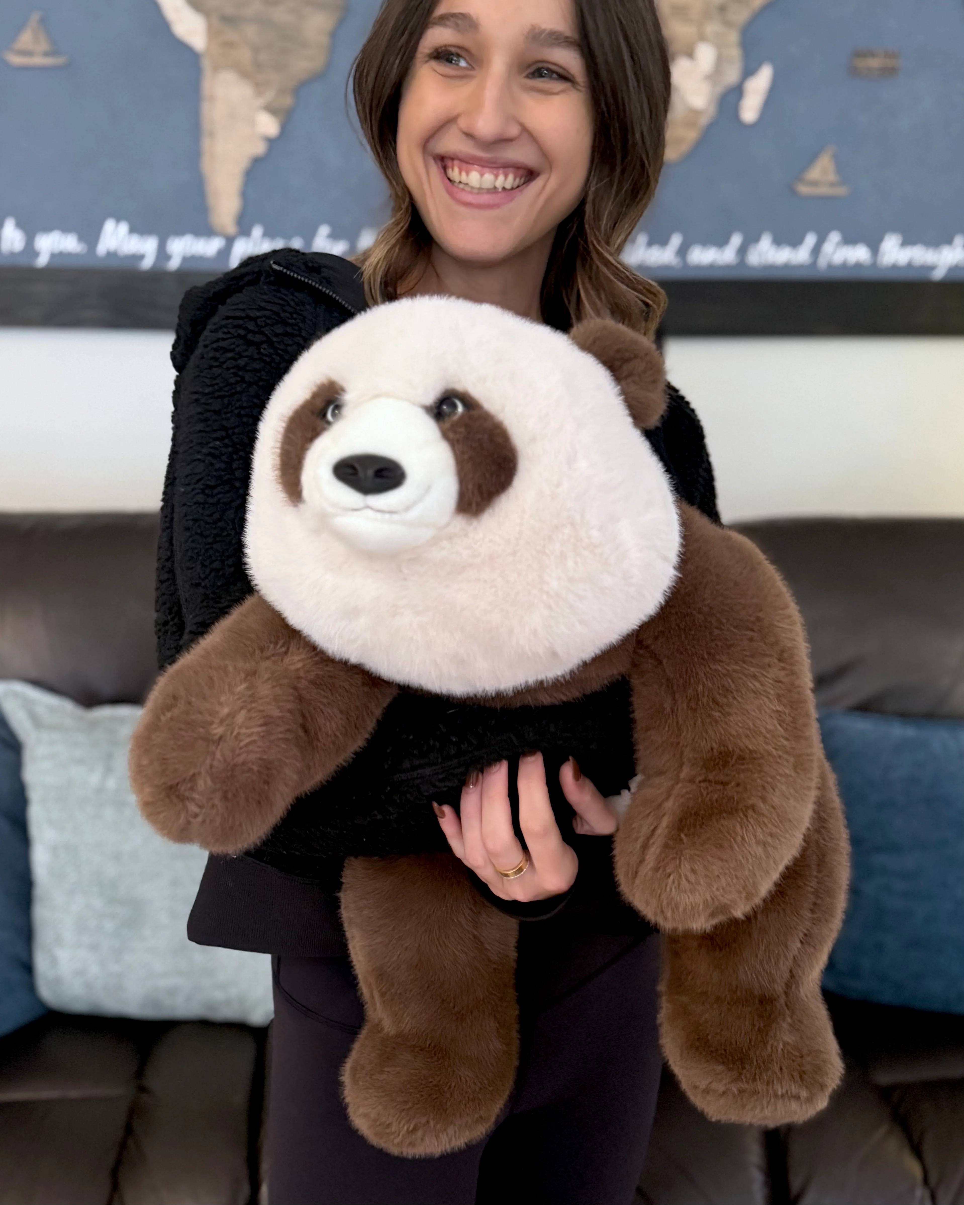 Large 24" Weighted Brown Panda Plush – Adjustable 2–13 lbs Realistic Hug Like a Baby - Image 13