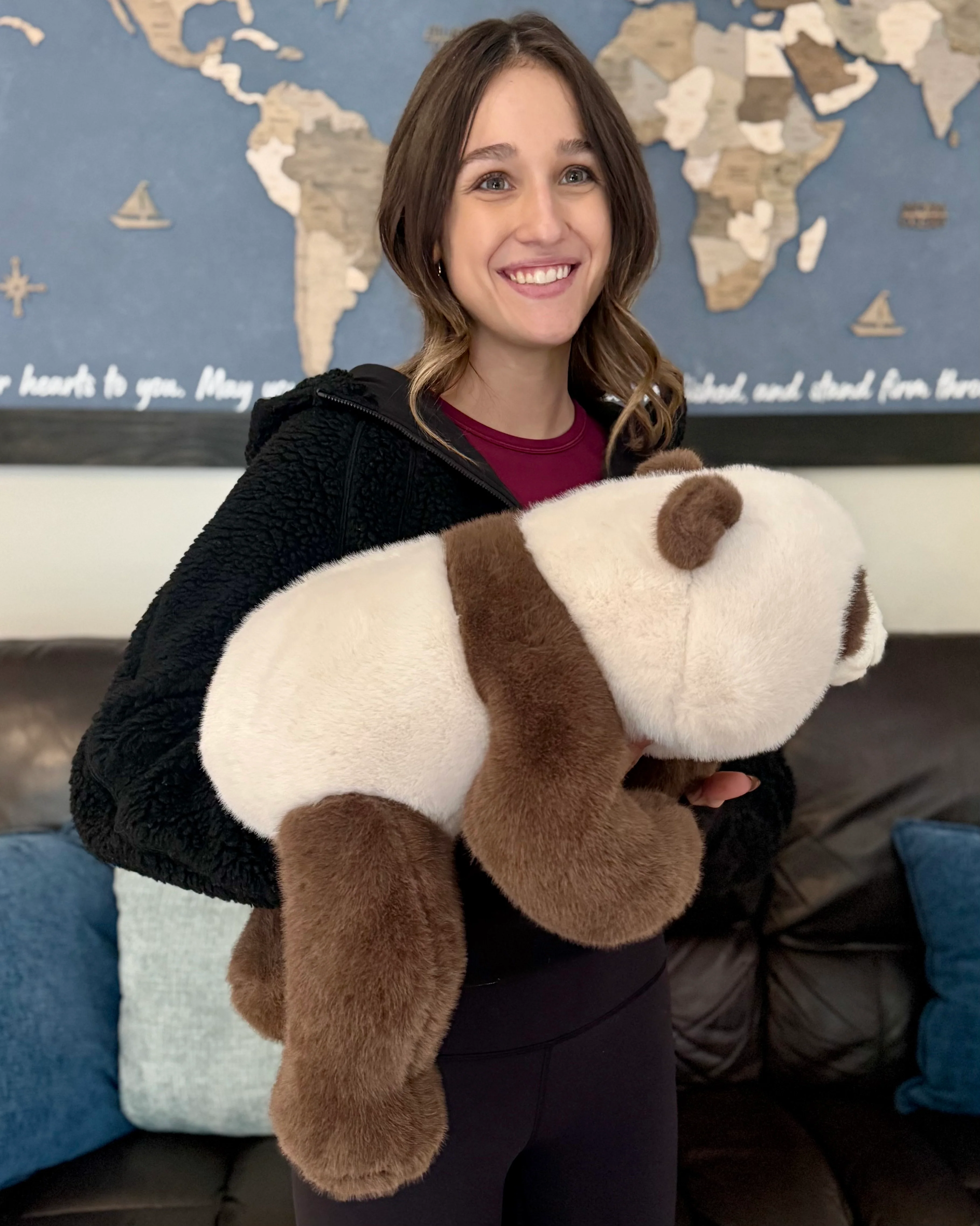 Large 24" Weighted Brown Panda Plush – Adjustable 2–13 lbs Realistic Hug Like a Baby - Image 14